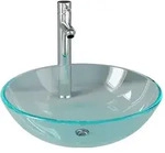 vidaXL Waschbecken mit Armatur und Ablaufgarnitur Hartglas