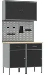 vidaXL 5-tlg. Werkstattschrank-Set mit Stecktafel Schwarz MDF Metall