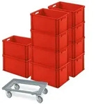 BRB 10 Eurobeh&auml;lter 600x400x320 mm, rot + Schwerlast-Transportroller