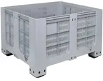 BRB Palettenbox, 4 F&uuml;&szlig;en, LxBxH 1200x1000x760 mm, 610 l, Boden/W&auml;nde...