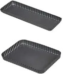 Relaxdays Tarteform, 2er Set, mit Hebeboden, antihaftbeschichtet, 2 Gr&ouml;&szlig;en,