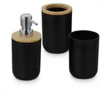 Relaxdays Badezimmer Set, 6-teilig, Badaccessoires Kunststoff, Bambus, komplette