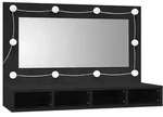 vidaXL Spiegelschrank mit LED Schwarz 90x31,5x62 cm