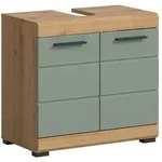 Ebuy24 Scout Waschbeckenunterschrank 2 T&uuml;ren, 2 Schubladen Salbeidekor, Eiche Dekor.