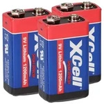 3x XCell Lithium 9V Block Batterie 1200mAh f&uuml;r Rauchmelder - passend f&uuml;r