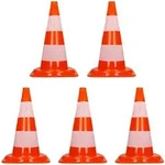 ECD Germany 5x Verkehrskegel 47 cm Orange-Wei&szlig; 2 Reflektoren Stapelbar Flexibel