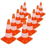 ECD Germany 10x Verkehrskegel 47 cm Orange-Wei&szlig; 2 Reflektoren Stapelbar...