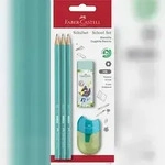Faber Castell Bleistift 1111 HB blau Radierer+Spitzer