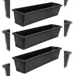 BigDean 3er Set Blumenkasten mit Untersetzer 60 cm lang anthrazit - aus...