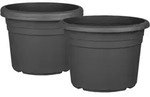 BigDean 3X Blumentopf &Oslash; 40 cm Farbe Anthrazit Kunststoff Pflanztopf...