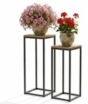 DanDiBo Blumenst&auml;nder Metall Schwarz Eckig 2er Set 60 cm und 70 cm Pflanzenst&auml;nder