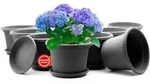 BigDean 8 St&uuml;ck Blumentopf mit Untersetzer rund &oslash; 30 cm Anthrazit &ndash;...
