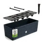 BigDean 2 St&uuml;ck Blumenkasten mit Wasserspeicher Rattanoptik anthrazit...