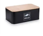 Relaxdays Brotkasten, Bambusdeckel, Metall, HxBxT: 13,5 x 33 x 19 cm, Retro