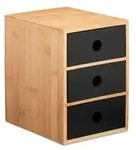 Relaxdays Schreibtisch Organizer, 3 Schubladen, Bambus & MDF, Schreibtischbutler