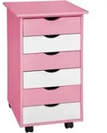 tectake Rollcontainer aus Holz 65x36x40cm Rosa