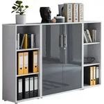 moebel-dich-auf Aktenschrank TABOR 2 in lichtgrau / anthrazit Hochglanz,...