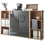 moebel-dich-auf Aktenschrank TABOR 2 in Eiche Sonoma / anthrazit Hochglanz,