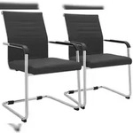 CLP 2er Set Freischwinger Hakon Lederoptik Metall HBT: 90x55x62 cm grau