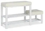 Relaxdays Schuhbank mit Hocker, gem&uuml;tliche Sitzpolster, Schuhablage 2 Ebenen,