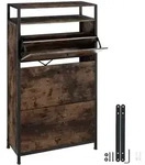 tectake Schuhregal 61 x 32 x 130 cm Industrial Holz Dunkel, Rustikal