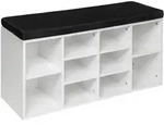 tectake Schuhschrank mit Sitzpolster 103,5x48x30cm 103,5 x 48 x 30 cm Schwarz/Wei&szlig;
