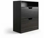Relaxdays Schuhschrank mit Ablage, HBT 102x80x24 cm, f&uuml;r 12 Paar, 2 Klappen, Flur,