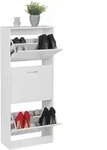Schuhschrank 3 F&auml;cher - 18 Paar Schuhe, Wei&szlig;es Design, Integrierte Griffe.