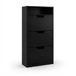 Relaxdays Schuhschrank mit Ablage, HBT 140x60x24 cm, f&uuml;r 14 Paar, 3 Klappen, Flur,