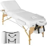 TECTAKE 3 Zonen Massageliege Somwang mit 7,5cm Polsterung und Holzgestellwei&szlig;