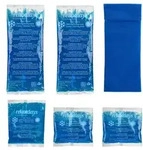 Relaxdays K&uuml;hlpads, 5er Set, 3 Gr&ouml;&szlig;en, mit H&uuml;lle, Kalt Warm Kompressen,