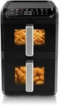 Arendo, Hei&szlig;luftfritteuse Doppelstock 10 L (4+6 L), 2700 W, Dual-Zone, schwarz