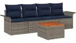 vidaXL Gartensofa-set 5 stk. 4-Sitzanzahl Grau und Marineblau
