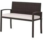 COSTWAY Polyrattan Gartenbank, 2-Sitzer mit Sitzkissen, wetterfest, bis 360 kg,