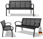 PROREGAL Gartenbank MYKONOS Holzoptik Kunststoff & pulverbeschichtetem Stahl...