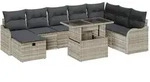 vidaXL Garten-Sofa-Set mit Kissen 9 pcs Hellgrau Poly Rattan