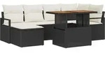 vidaXL Garten Essgruppe mit Kissen 7 pcs Schwarz, Creme