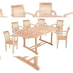 DELUKE Garten-Sitzgruppe MANUEL 7-tlg. - Teak, Teakbraun | Gartenm&ouml;bel-Set