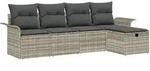 vidaXL Garten-Sofa-Set 5 pcs Hellgrau 251 x 117 x 85 cm Poly Rattan
