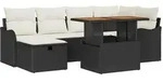 vidaXL Gartensofa-set mit Kissen 7 pcs Schwarz Poly-Rattan