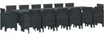 vidaXL Garten-Essgruppe mit Kissen 15 pcs Anthrazit 14-Sitzer