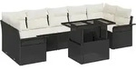 vidaXL Garten-Sofa-Set mit Kissen 8 pcs Schwarz Poly Rattan