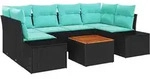 vidaXL Gartensofa-set 7 stk. Schwarz Poly-Rattan 3347914