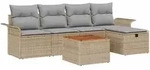 vidaXL Garten-Sofa-Set mit Speicher 6 pcs Beige Poly Rattan