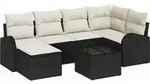 vidaXL Gartensofa-set 7 stk. Schwarz Poly-Rattan 3346117