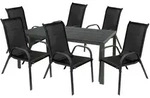 Mojawo Gartengarnitur 7-teilig 180x90cm Aluminium Non-Wood Anthrazit/Schwarz