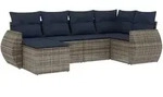 vidaXL 6-teiliges Gartensofa-Set mit Kissen, grau, Polyrattan 3221660