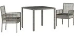 vidaXL Garten Essgruppe 3 pcs Grau Poly Rattan