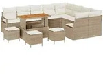 vidaXL Garten-Sofa-Set mit Kissen 13 pcs Beige Poly Rattan