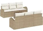 vidaXL 7-teiliges Garten Sofa Set mit Kissen Beige Poly Rattan